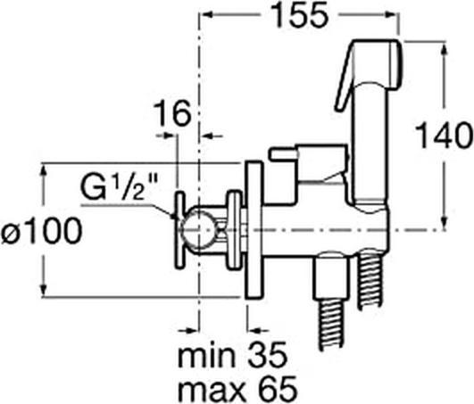 Produktbild ROCA Bidetarmatur mit Handbrause, Autostop, Steckdose und Sprinkler