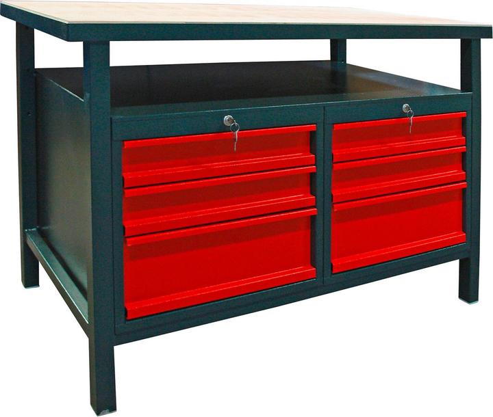 Dema Profi-Werkbank m. 6 Schubladen anthrazit (60 cm, 120 cm)