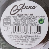 Image du produit Anna bocal en verre avec bois 950ml en relief (0.95 l)