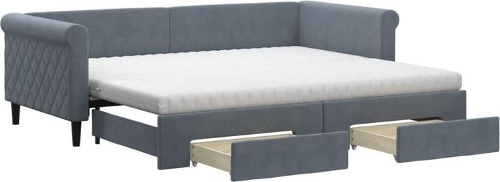 Actual product image vidaXL Tagesbett Ausziehbar Schubladen Schlafsofa Bett Dunkelgrau 100x200cm Samt