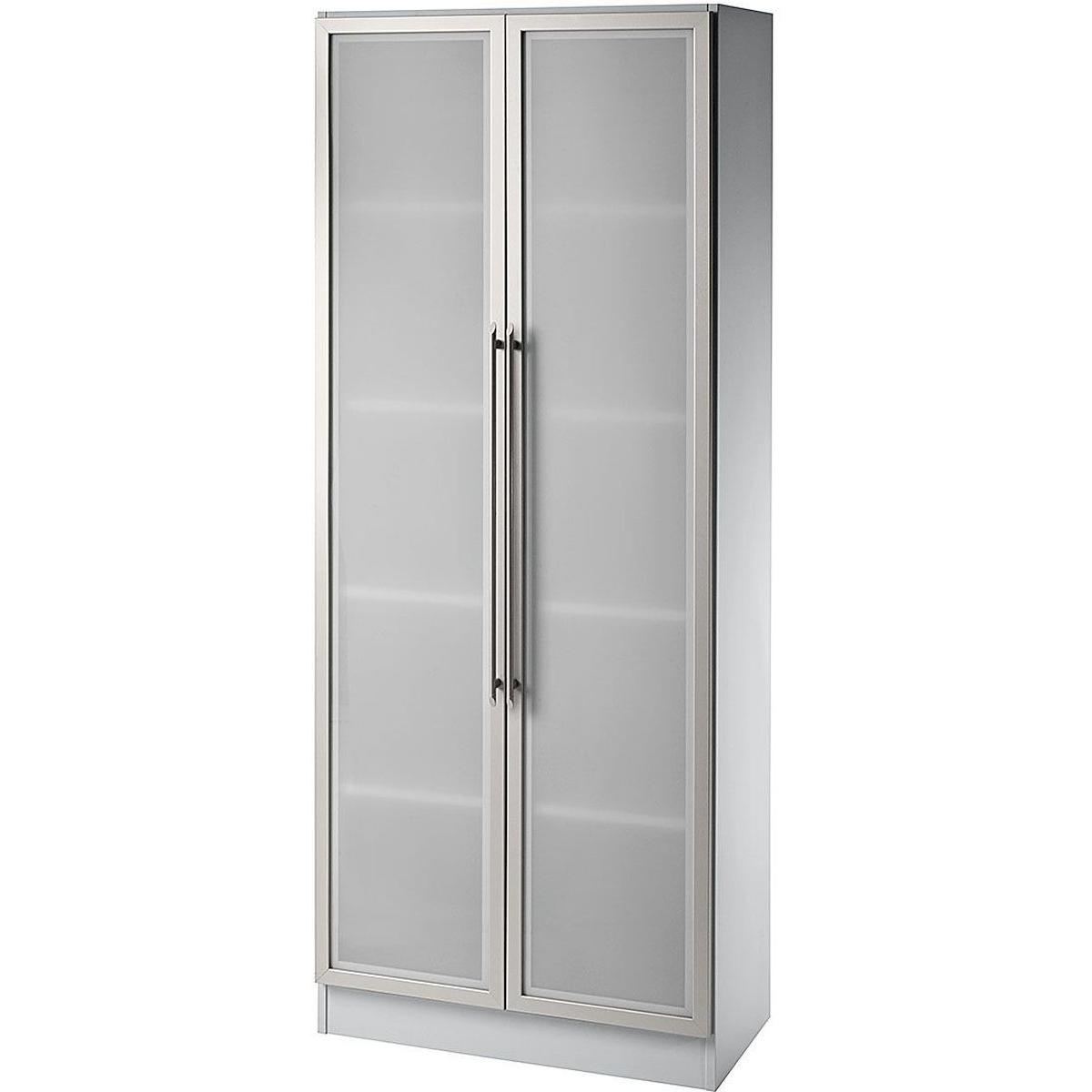Escritorio, Aktenschrank, Glastürenschrank 5OH, SO-Bl. RE Grau/Silber (80 x 42 x 200 cm)