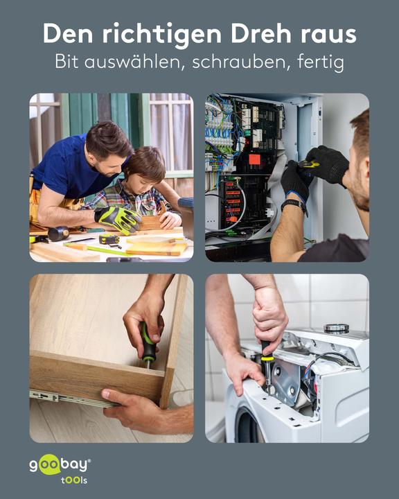 Produktbild Goobay Schraubendreher-Set mit 100-tlg. Bitsatz (Clutch, Tri-Wing)