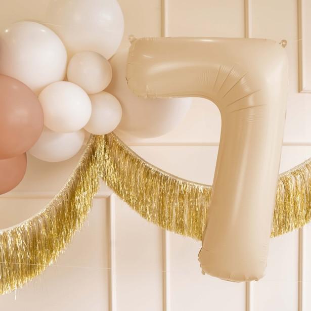 Partydeco Ballon alu Chiffre "7" Beige Pastel