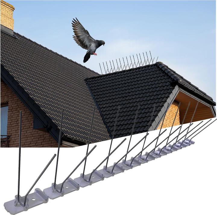 Image du produit Ziwi Lot de 10 pics anti-pigeons, 2 rangées avec pointes en acier inoxydable, 5 m