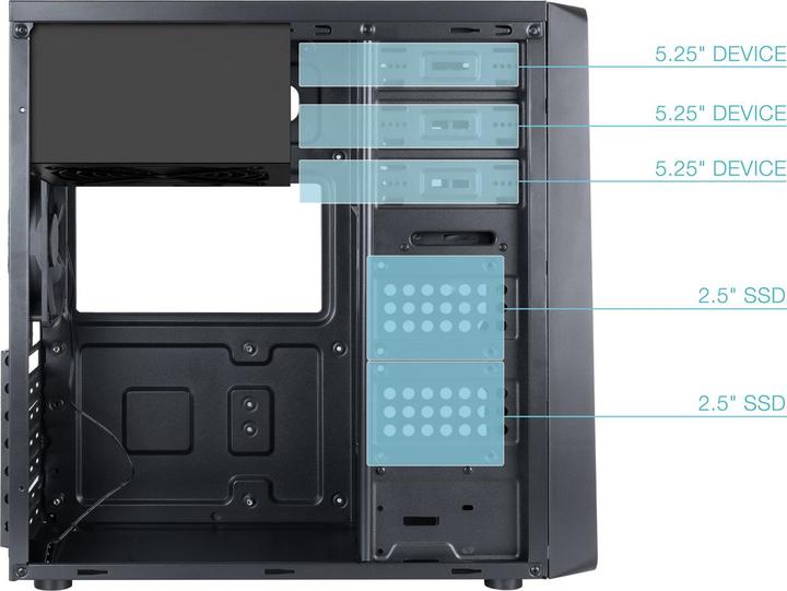 Actual product image Tooq Technology Boitier Moyen Tour ATX TooQ Prisma Ultra avec alimentation 500W (Noir) (500 W)