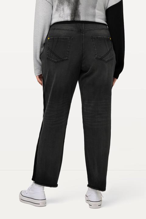 Produktbild Ulla Popken Boyfriend-Jeans, Seitenstreifen, Fransensaum, Elastikbund (46)