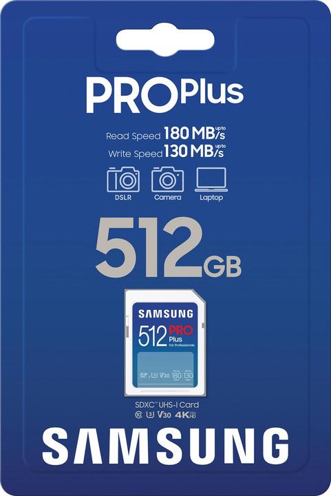Image du produit Samsung PRO Plus (512 Go, SDXC, U3, UHS-I)