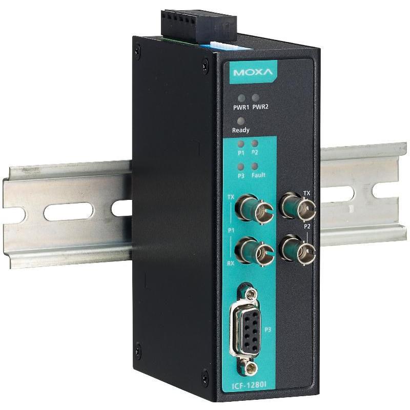 Moxa ICF-1280I Series ICF-1280I-S-ST-T - Medienkonverter - PROFIBUS - D-Sub (DB-9), Netzwerkadapter