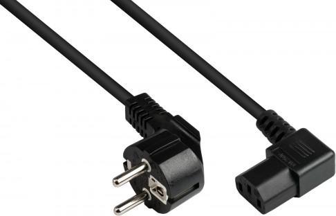 Produktbild Good Connections Netzkabel Schutzkontakt-Stecker Typ E+F (CEE 7/7, gewinkelt) an C13 (rechts gewinkelt), schwarz, 1,0 (3 m, CEE 7/7)