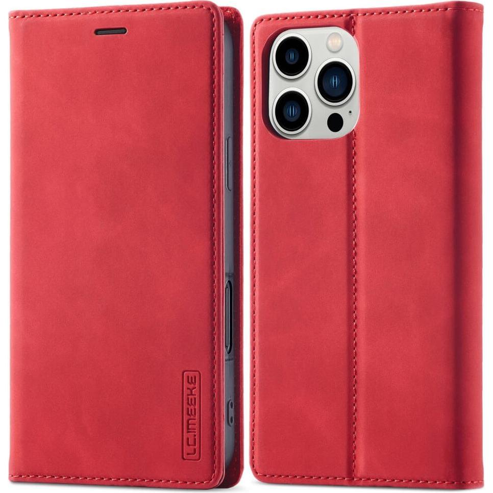 LC.Imeeke iPhone 16 Pro Max - Flip Case Vintage (Apple iPhone 16 Pro Max), Smartphone Hülle, Rot