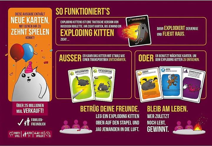 Produktbild Exploding Kittens Katzen und Explosionen (Deutsch, 2 - 10 Spieler)