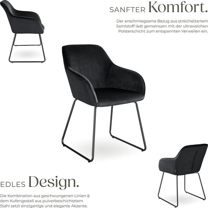 Actual product image tectake Dining chair Jeane, velvet look, cantilever frame