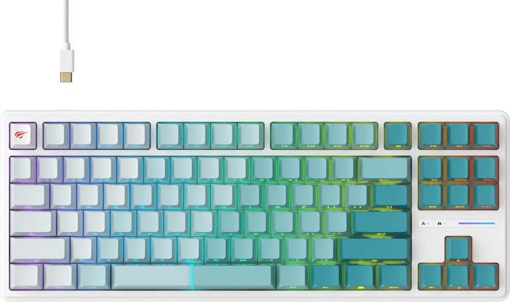 Produktbild Havit - Gaming Keyboard (KB901L) - USB-C, with RGB Lights, 1.8m, 200mA - White / Green (Kabelgebunden)