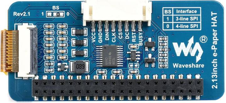 Actual product image WaveShare 250x122 2.13inch Black White E-Ink Display Raspberry Pi HAT