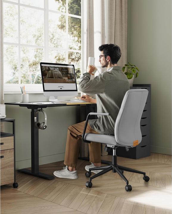 Image du produit Songmics Chaise de bureau avec dossier rembourré et accoudoirs, gris