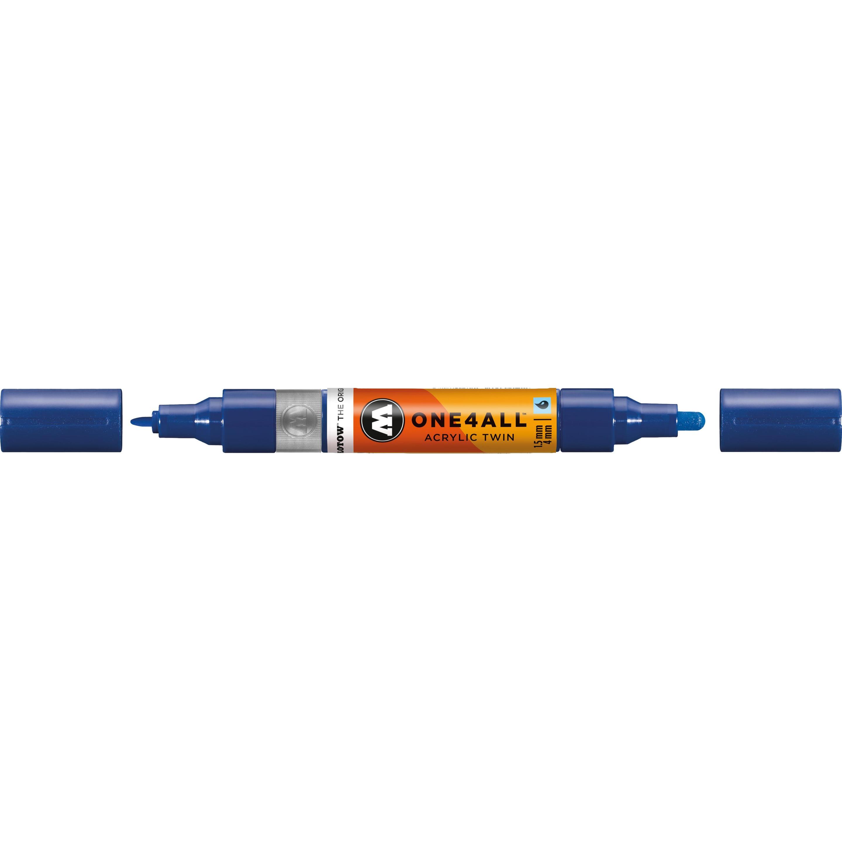 Thumbnail - Molotow, Marker, Marqueur pour Maquettes - One4All Twin - Acrylique Bleu Foncé - 1,5/4mm - -204 - 14 cm (Blau, 4 mm, 1 x...
