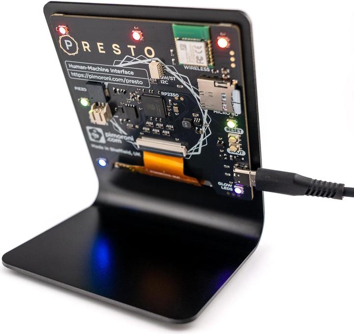Pimoroni Presto, 4 Zoll IPS Touchscreen Desktop Display, RP2350, WLAN, Bluetooth, microSD, USB-C
