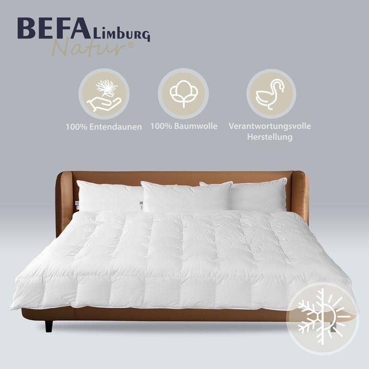 Produktbild BEFA Limburg Natur Daunendecke, 100% reine Daunen, Ganzjahr (830 g, 200 x 200 cm)