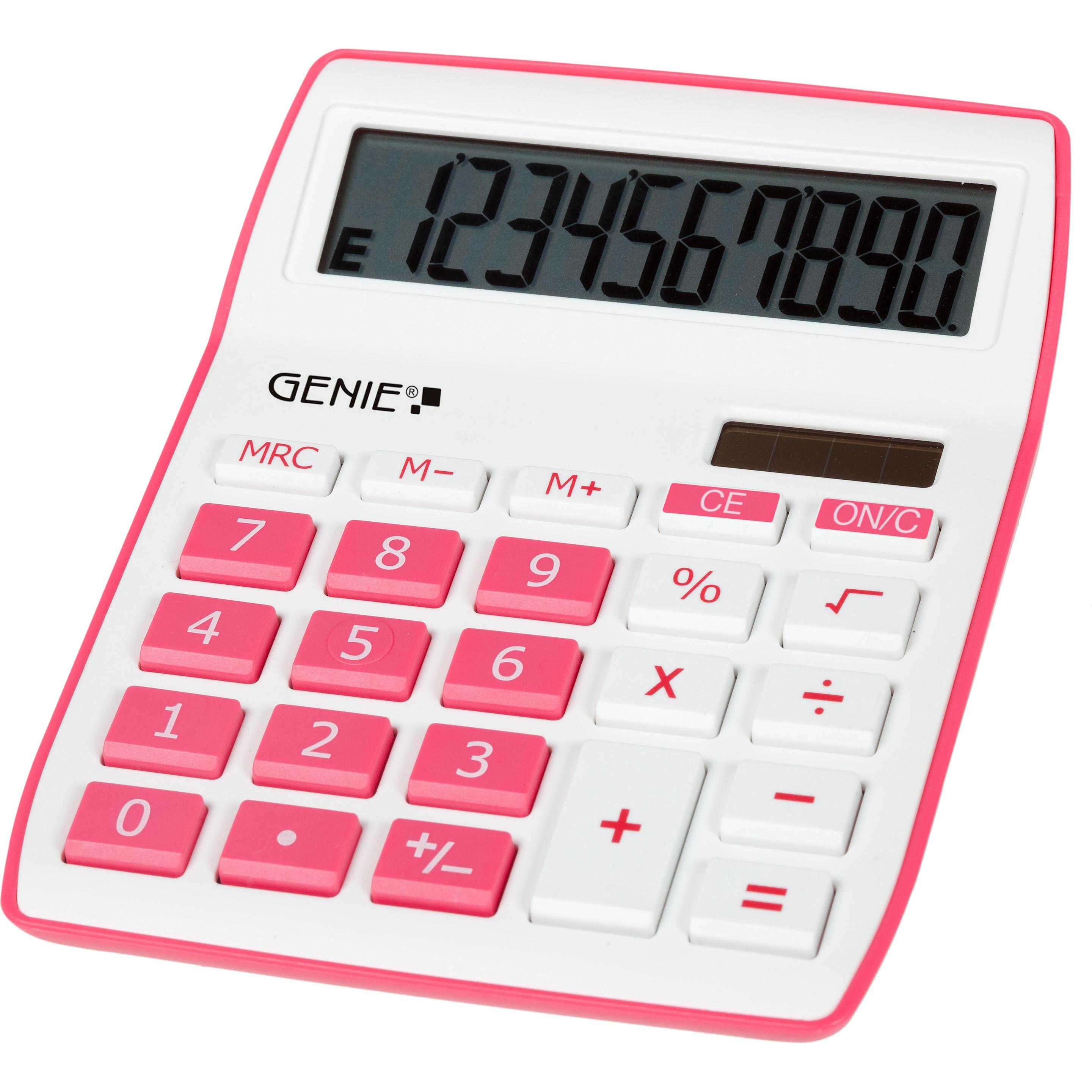 Genie, Taschenrechner, Kalkulator Tischrechner 840P pink (Solarzellen, Batterien)