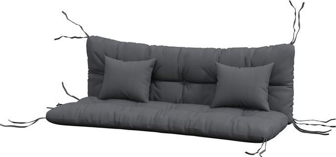 Produktbild Swisshandel24 4er-Set Sitzkissen, 150x50 cm wasserabweisend Stuhlkissen mit Bindebänder, 10cm dick Dunkelgrau (150 x 50 x 10 cm)