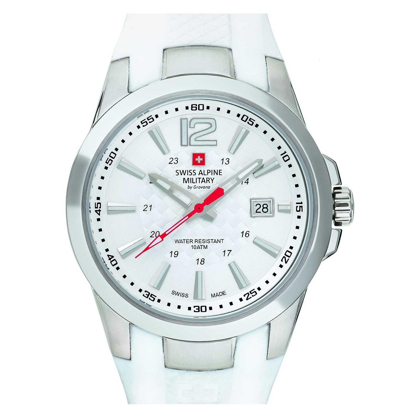 Swiss Alpine Military, Armbanduhr, 7058.1833 Sport Herren 43mm 10ATM, Silber, (Sportuhr, 43 mm)