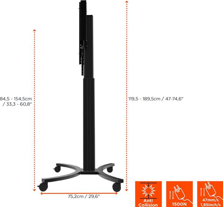 Actual product image Celexon Expert electric height adjustable display trolley Adjust-4286MB - 70cm (136 kg, 42" - 86")