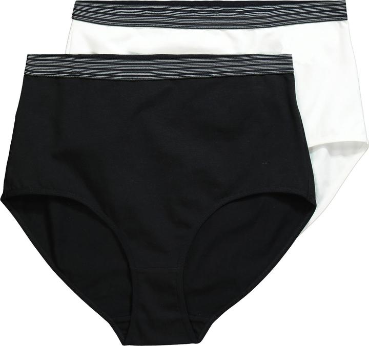 Immagine prodotto Ulla Popken Maxi slip a vita alta in confezione doppia con orlo a righe (42, 44)