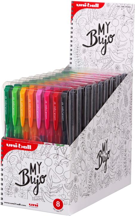 Produktbild Uni-ball Gelschreiber UMB-155N Keine Angabe, 8 Stück (Goldgelb, Grün, Hellgrün, Himbeer, Orange, Rosa, Rot, Schwarz, 8x)