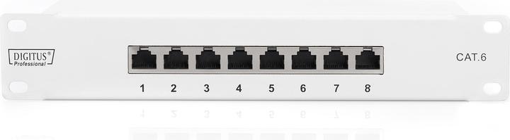 Produktbild Digitus CAT 6 Patch Panel geschirmt 8-Port RJ45 8P8C LSA 1HE 25,4cm 10Zoll Rack Mount Farbe Grau RAL 7035