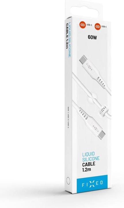 Actual product image Fixed Liquid Silicone Cable USB-C/USB-C, 1,2m, 60W, white (1.20 m, USB 2.0, 60 W)