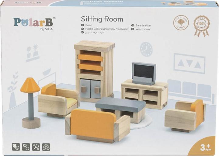 Actual product image Viga Toys Doll's House Furniture Set for the Living Room, VIGA PolarB