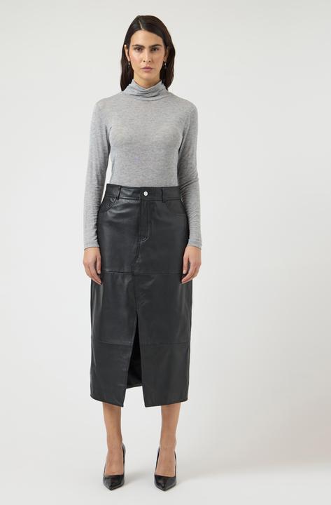 Produktbild Yas Lederrock mit Gürtelschlaufen, Knopf und Reissverschluss (L)