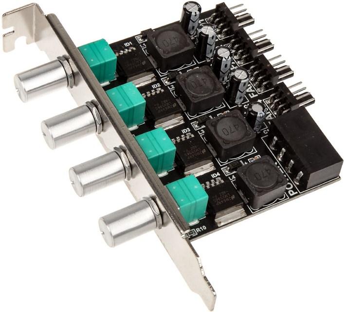 Actual product image Lamptron CP436 - 4 channels - Black - Green - Rotary control - 3-pin male - 4-pin S (4 Fan)