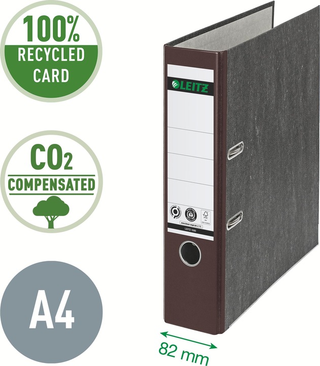 Actual product image Leitz Cloud marble folder, 180 degree, DIN A4, 80 mm, brown colored spine, cardboard cover, outside (A4, 80 mm, 1 x)