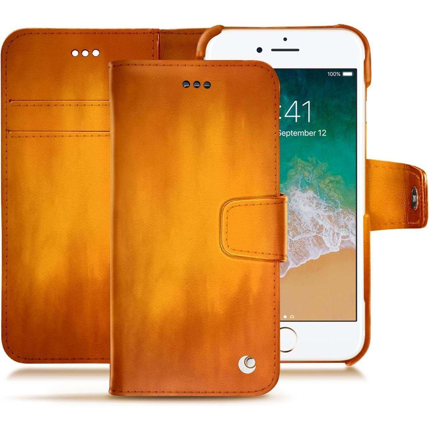 Noreve Lederschutzhülle Wallet (Apple iPhone 7), Smartphone Hülle, Orange