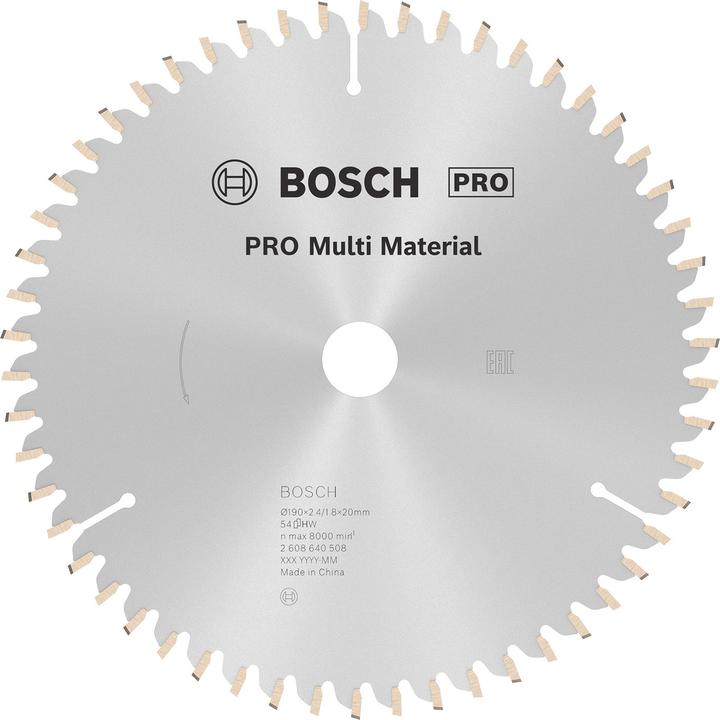 Produktbild Bosch Professional Zubehör PRO Multi Material Kreissägeblatt, 190 x 2,4 x 20 mm