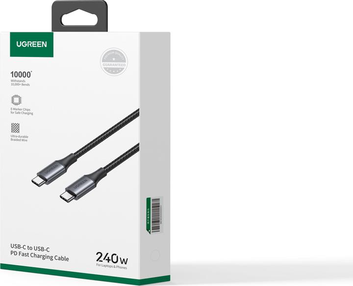 Productafbeelding Ugreen USB-C naar USB-C USB4 kabel, 240W, 2m (zwart) (2 m, USB 2.0, 240 W)