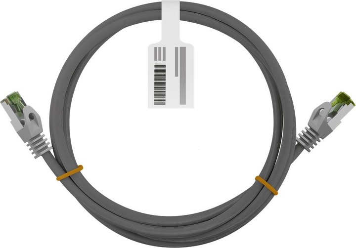 Actual product image Goobay GHMT-certified CAT 8.1 patch cable, S/FTP PiMF, grey (S/FTP, CAT8.1, 1 m)