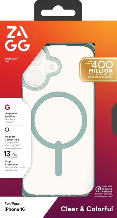 Actual product image Zagg Santa Cruz Snap MagSafe iPhone 16 Case - Green (Apple iPhone 16)