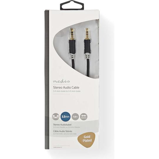 Thumbnail - Nedis CABW22000AT10 Stereo Audiokabel 3,5-mm-Stecker - 3,5-mm-Stecker 1,0 m Anthrazit (1 m, 3.5mm Klinke (AUX)), Audio K...
