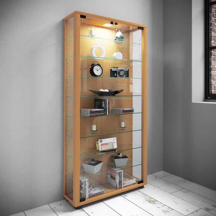 Produktbild VCM Sammel Stand Vitrine Holz Glas Lumo Maxi (59 x 18 x 113 cm)