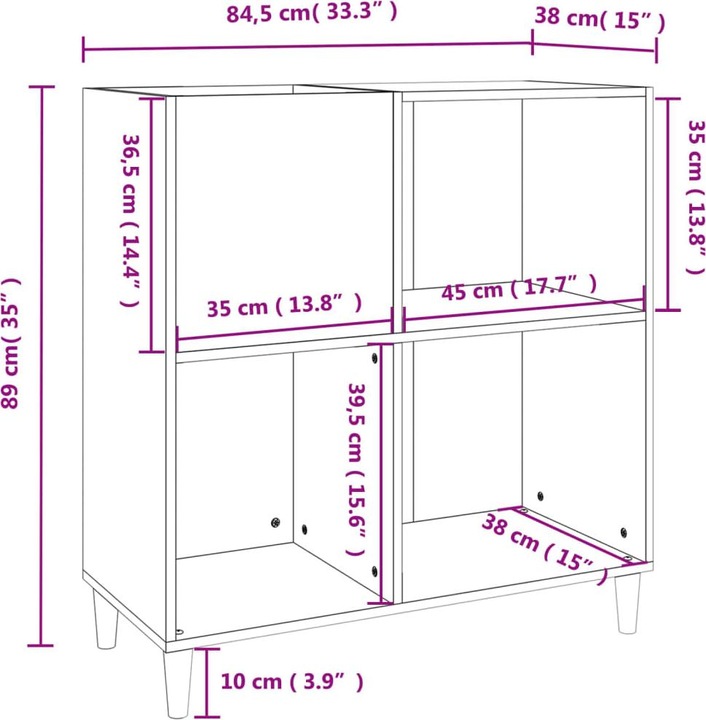 Produktbild VidaXL Plattenschrank Schwarz 84,5x38x89 cm Holzwerkstoff