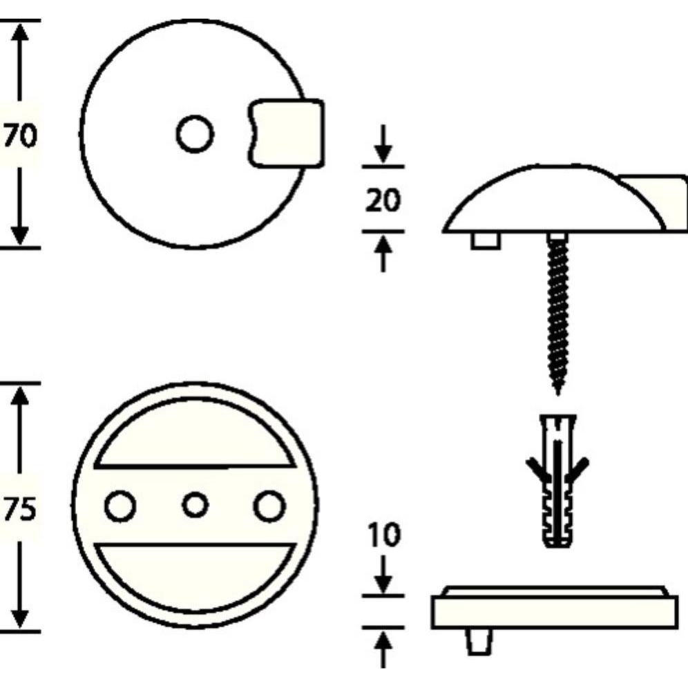 Thumbnail - FSB, Türstopper, Bodentürstopper 38 3884 Edelstahl Ø 70 mm Höhe 20 mm (1 Stück, Ø 7 cm)