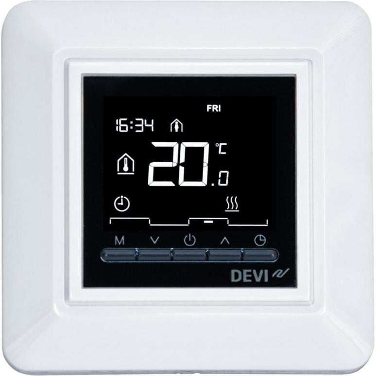 Devi Timer-Thermostat OPTI 140F105 mit weissem Einfachrahmen, Thermostat, Weiss