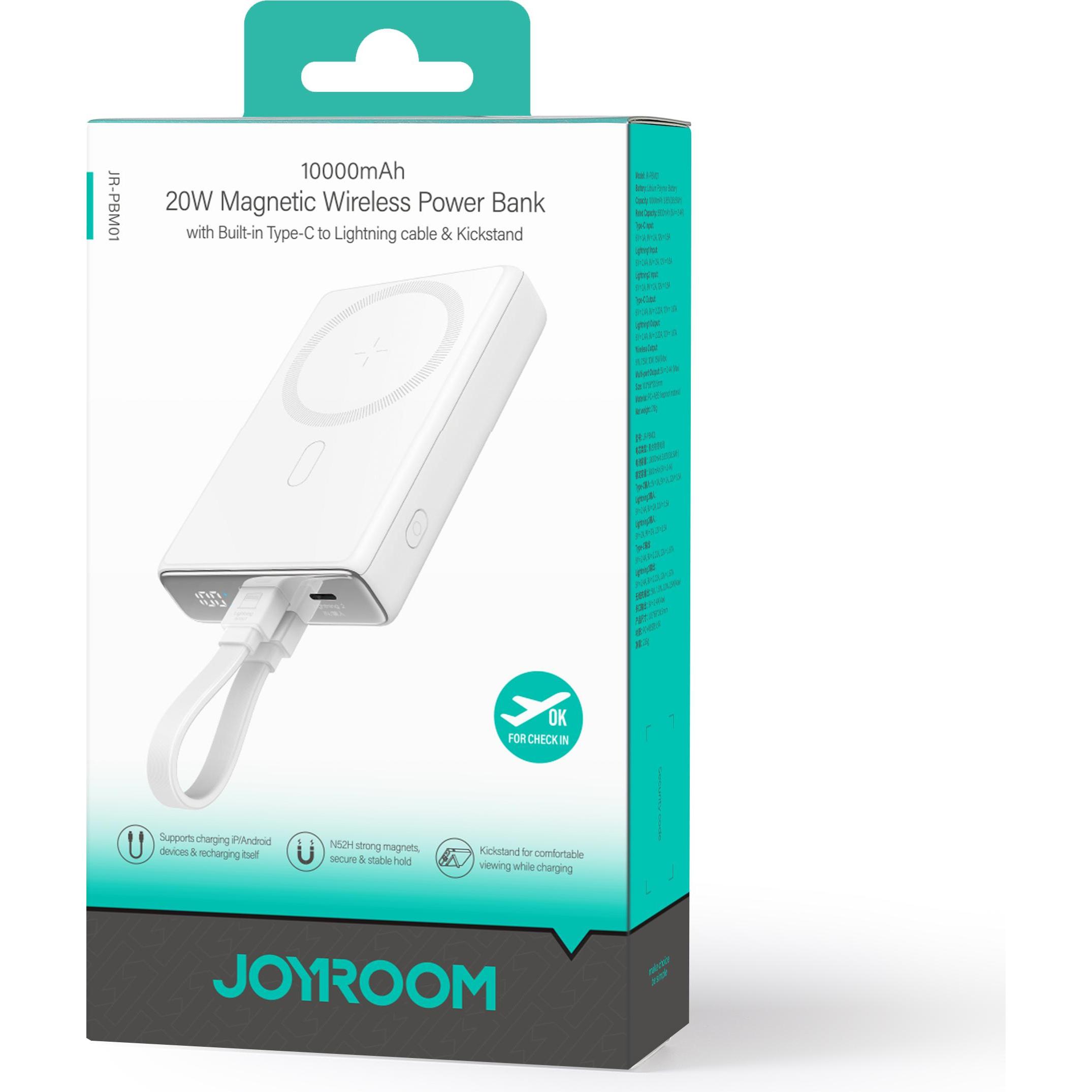 Thumbnail - Joyroom JR-PBM01 (10000 mAh, 20 W, 38.50 Wh), Powerbank, Weiss