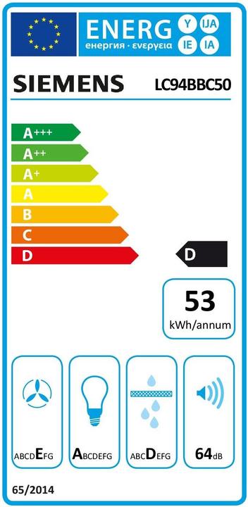 Energie-Label Siemens LC94BBC50 (Wandhaube)