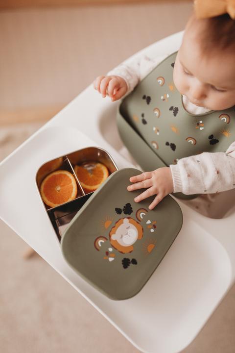 Actual product image Kikadu Silicone Bib Lion olive