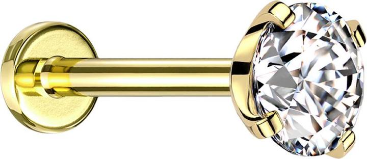 Immagine prodotto Star Piercing Micro Threadless Labret vergoldet mit Kristall silber gefasst (senza ottone, Titanio)