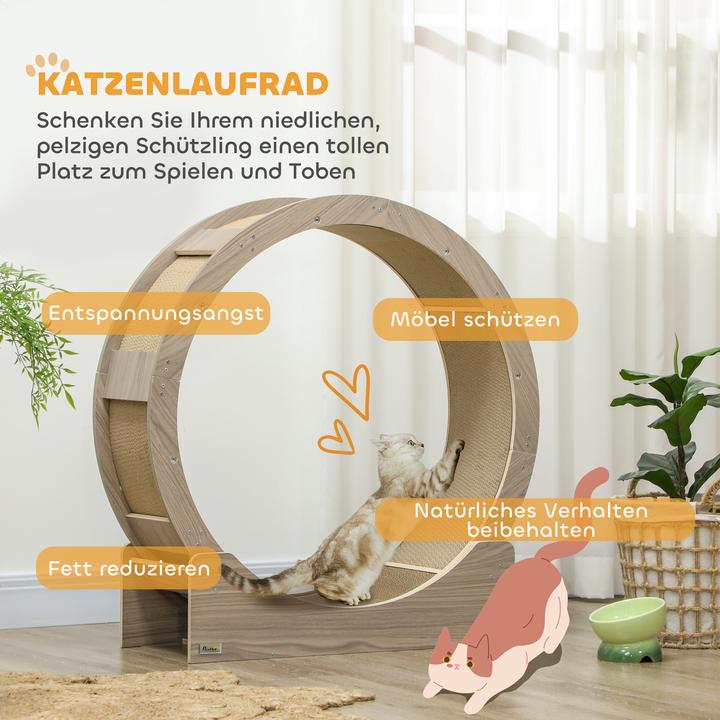 Produktbild PawHut Katzenlaufrad (94 cm, Walnuss)