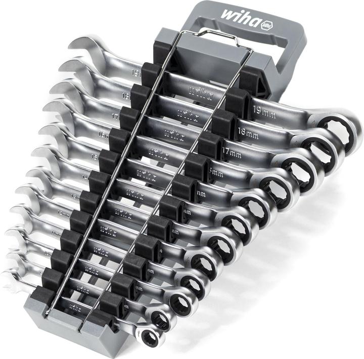 Actual product image Wiha Ring ratchet open-end spanner set (19 mm, 12 mm, 14 mm, 16 mm, 10 mm, 18 mm, 17 mm, 11 mm, 15 mm, 8 mm, 9 mm, 13 mm)